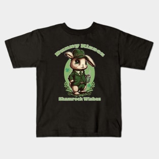 Bunny Kisses Shamrock Wishes - St Patricks Day Bunny Kids T-Shirt